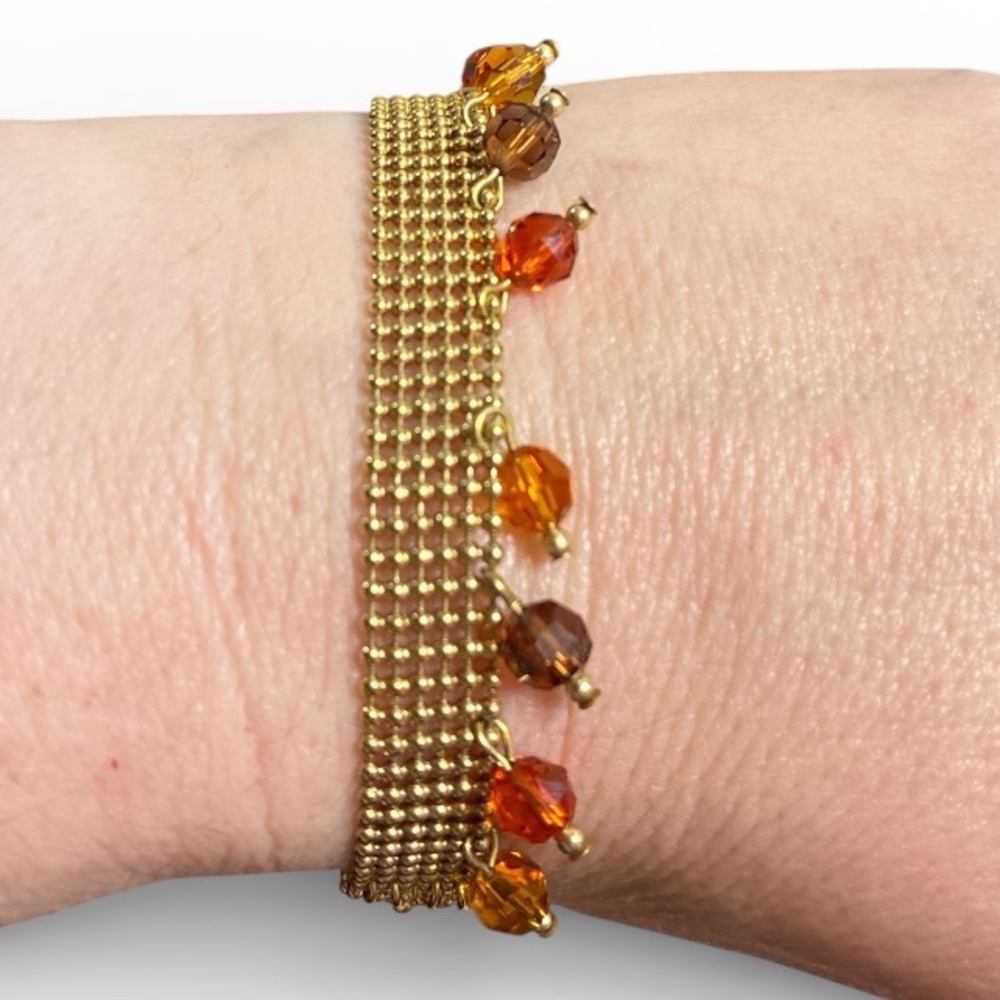 Swarovski Autumn Hued Faceted Crystal Fringe Bracelet